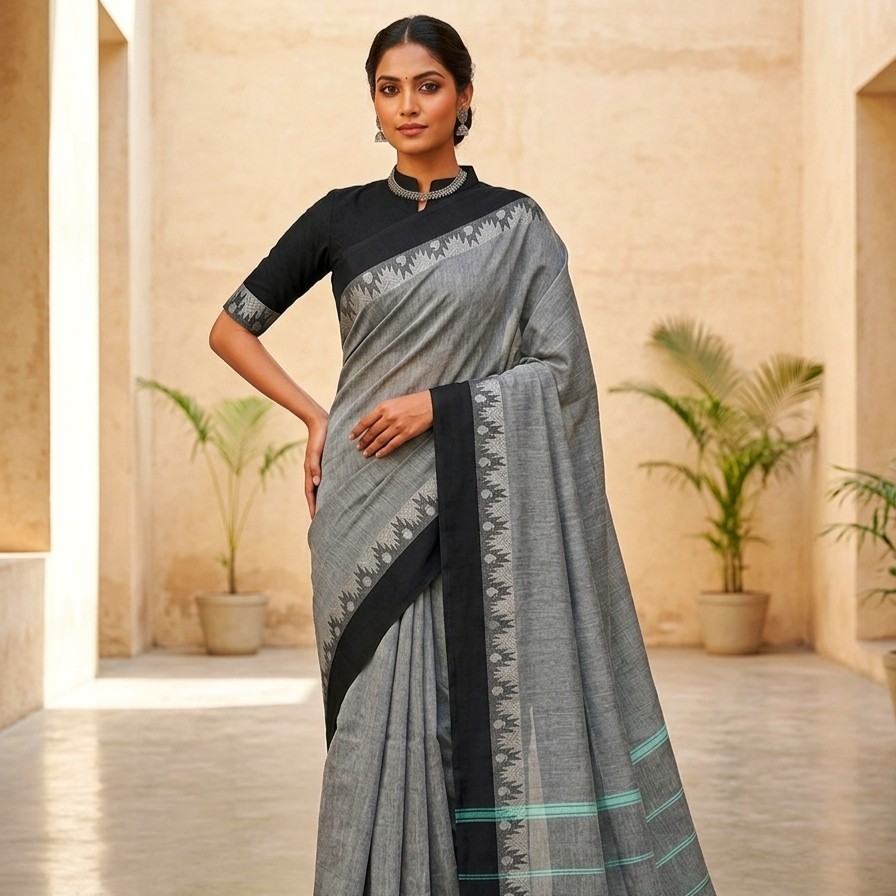 KERALA COLOUR COTTON J.BORDER SAREES
