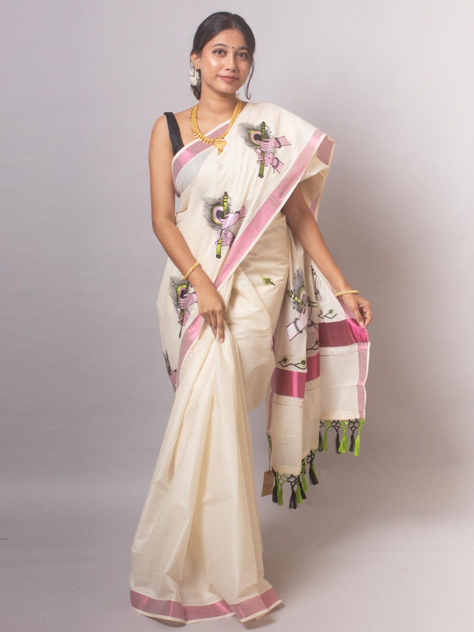 KERALA COTTON SAREE WITH  EMBROIDERY COLLECTION